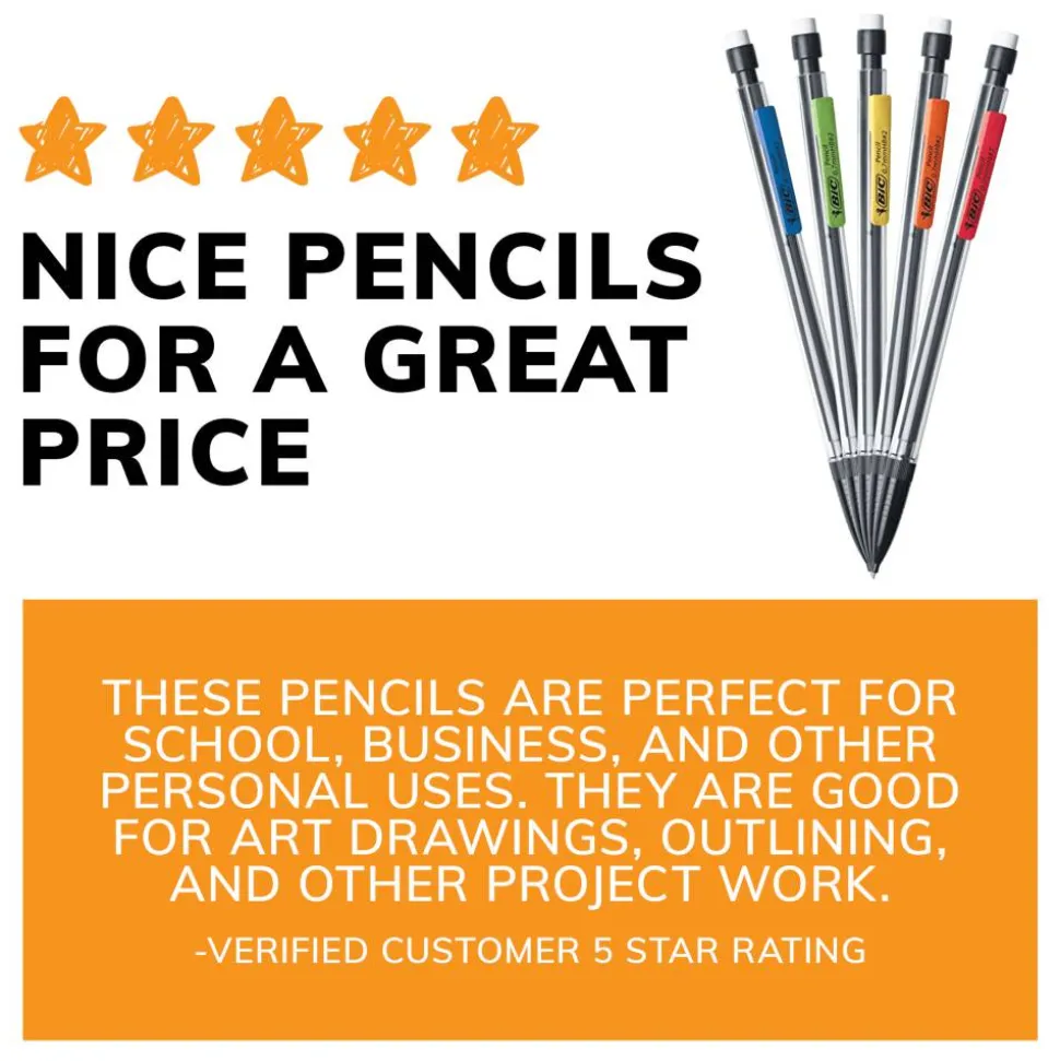 BIC Xtra Life Mechanical Pencils, 0.7 mm, #2 Lead, Clear Barrel, Pack Of 40 Pencils