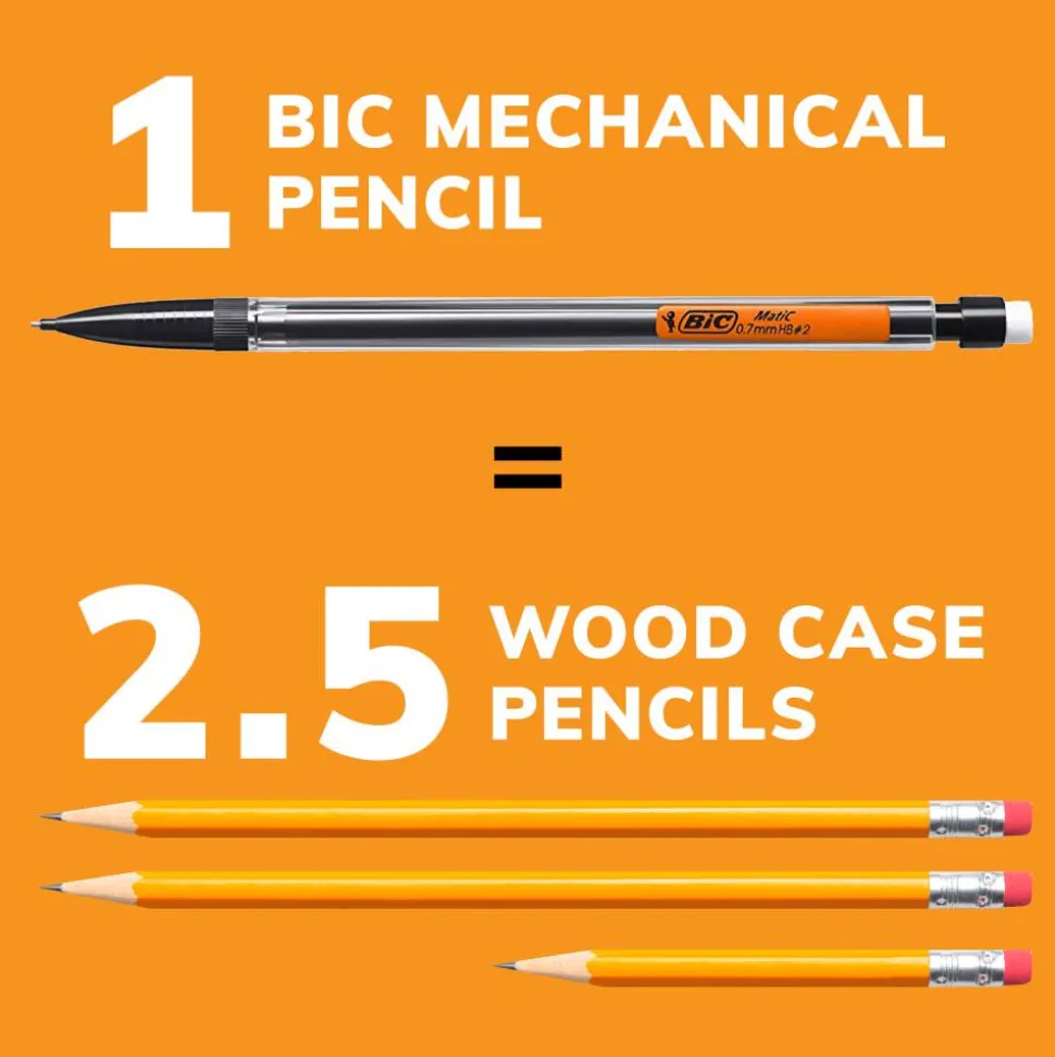 BIC Xtra Life Mechanical Pencils, 0.7 mm, #2 Lead, Clear Barrel, Pack Of 40 Pencils