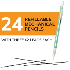 BIC Xtra Sparkle Mechanical Pencils, 0.7mm, #2 Lead, Assorted Barrel Color, Pack Of 24
