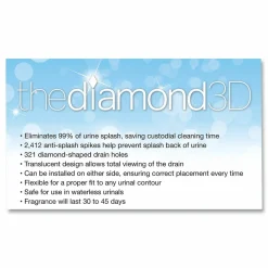 Big D Industries Diamond 3D Urinal Screen, Melon Mist Scent, Clear, 10/Pack, 6 Packs/Carton