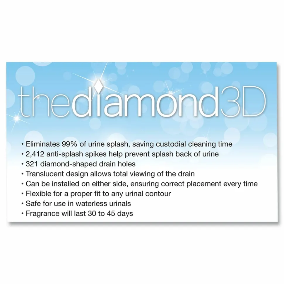 Big D Industries Diamond 3D Urinal Screen, Melon Mist Scent, Clear, 10/Pack, 6 Packs/Carton