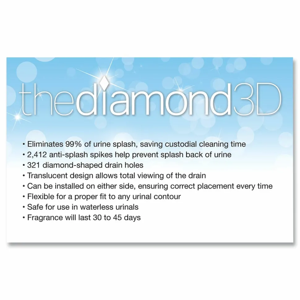 Big D Industries Diamond 3D Urinal Screen, Mountain Air Scent, Blue, 10/Pack, 6 Packs/Carton