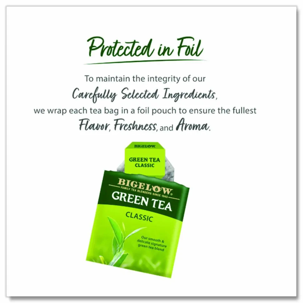 Bigelow Assorted Flavor Tray Pack Green Tea Bag - Green Tea - 64/Box - 6 / Carton