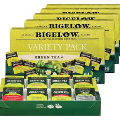 Bigelow Assorted Flavor Tray Pack Green Tea Bag - Green Tea - 64/Box - 6 / Carton