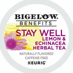 Bigelow Benefits Lemon and Echinacea Herbal K-Cup, 0.11 oz, 22/Box