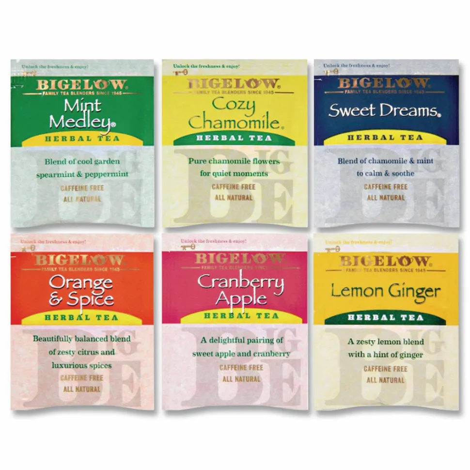 Bigelow Herbal Assortment Tea Bags, 28 Per Box, Carton Of 6 Boxes