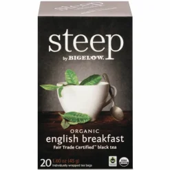 Bigelow steep Tea, English Breakfast, 1.6 oz Tea Bag, 20/Box