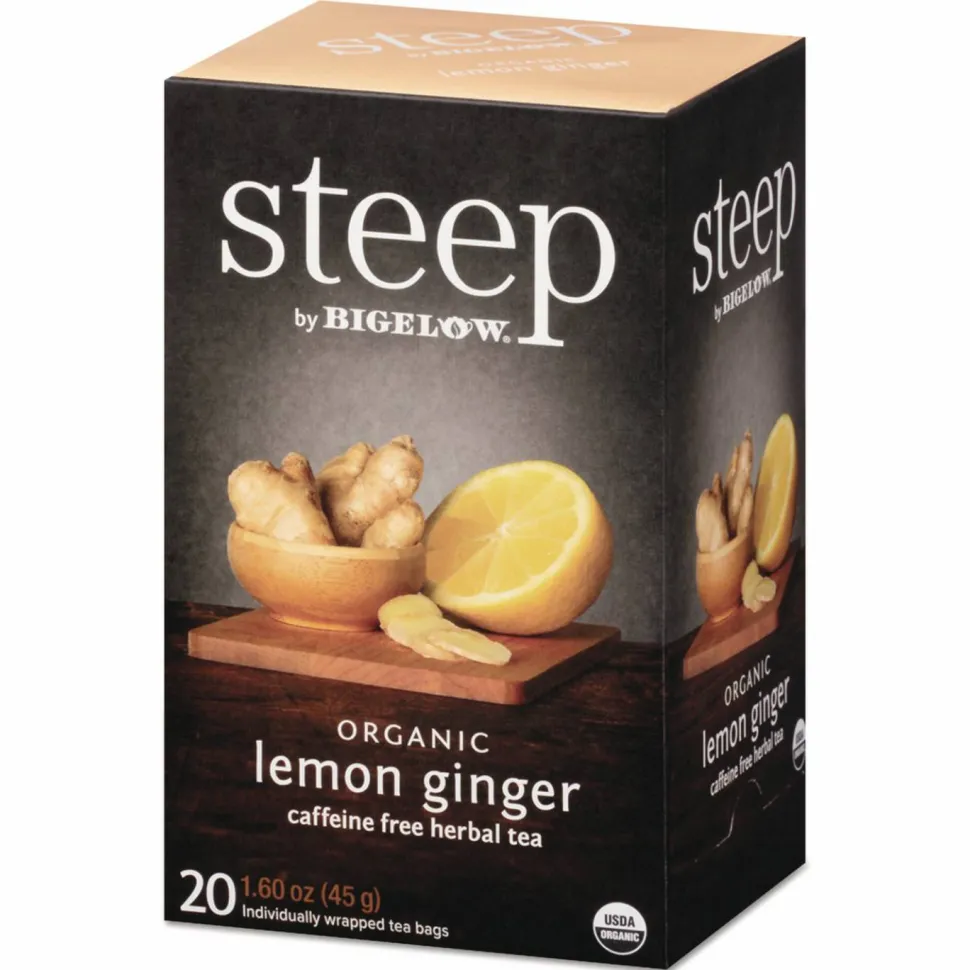 Bigelow steep Tea, Lemon Ginger, 1.6 oz Tea Bag, 20/Box