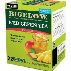 Bigelow Tropical Iced Green Tea K-Cup Pods, 0.10 Oz, Pack Of 22 Pods