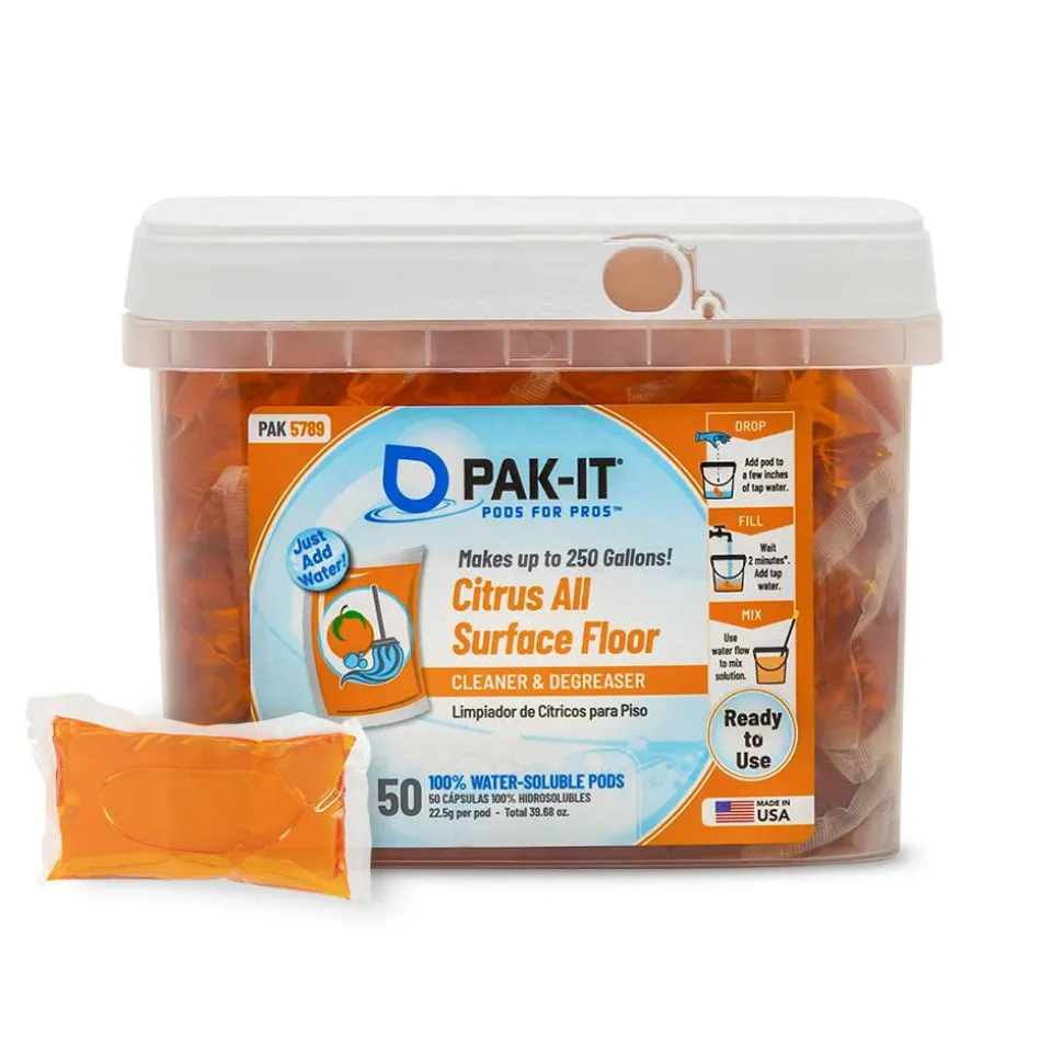 Big 3 Packaging PAK-IT All-Surface Floor Cleaner, Citrus Scent, Pack Of 50
