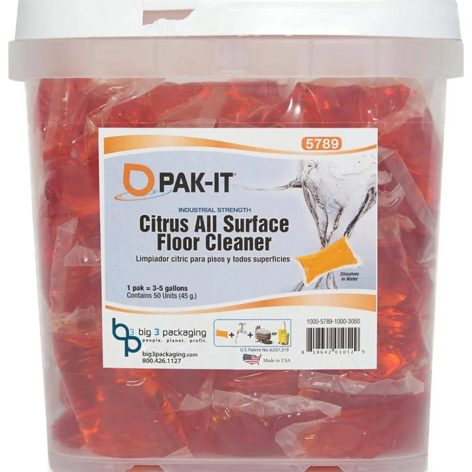 Big 3 Packaging PAK-IT All-Surface Floor Cleaner, Citrus Scent, Pack Of 50