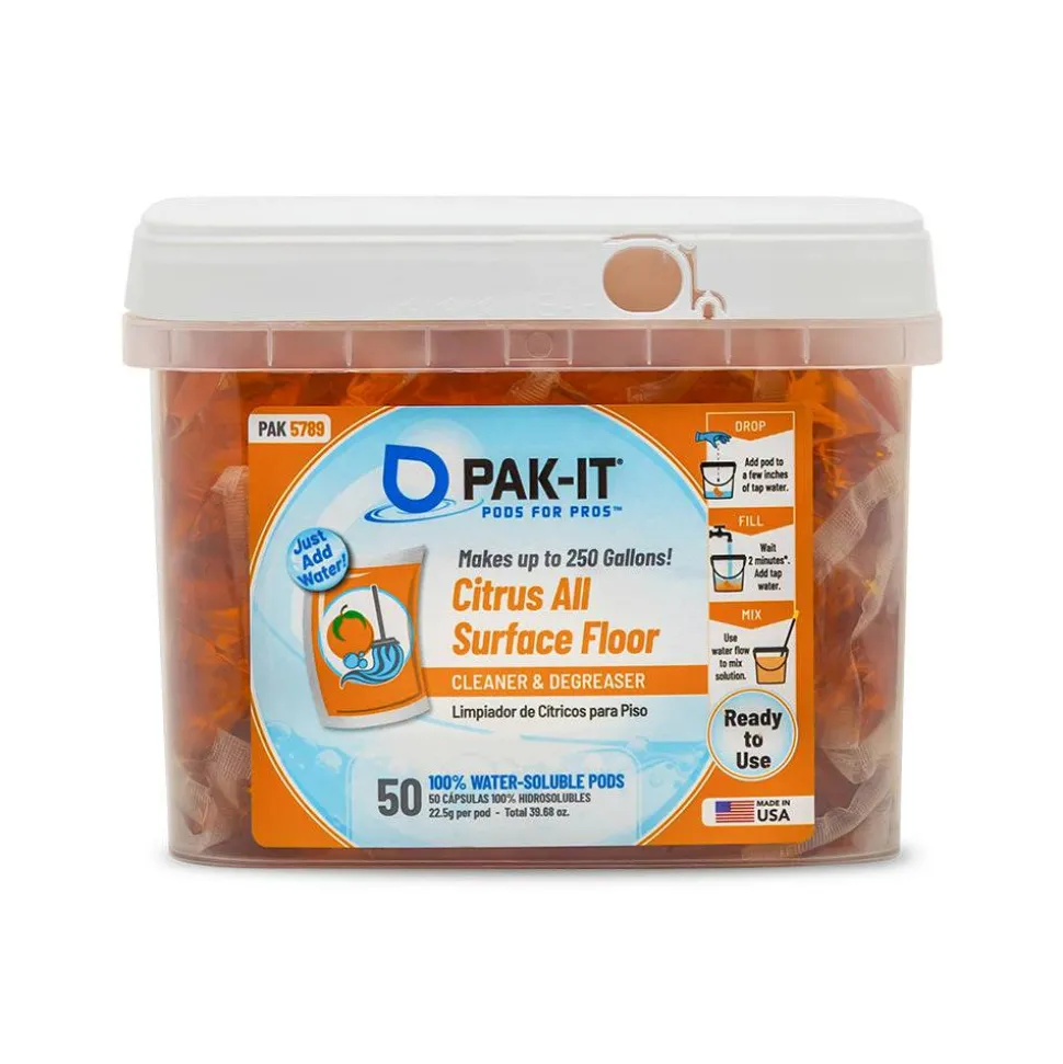 Big 3 Packaging PAK-IT All-Surface Floor Cleaner, Citrus Scent, Pack Of 50