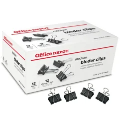 Binder Clips, Medium, 1-1/4" Wide, 5/8" Capacity, Black, Pack Of 144 (12 Boxes Of 12 Clips)