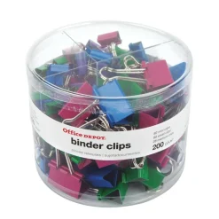 Binder Clip Combo Pack, Assorted Sizes, Assorted Colors, Pack Of 200