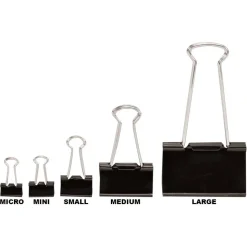 Binder Clips, Small, 3/4" Wide, 3/8" Capacity, Black, 12 Clips Per Box, Pack Of 12 Boxes
