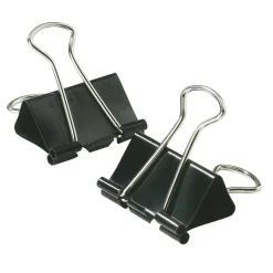 Binder Clips, Small, 3/4" Wide, 3/8" Capacity, Black, 12 Clips Per Box, Pack Of 12 Boxes