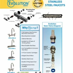 BK Resources Evolution Splash Mount Stainless Steel Faucet, 4.69