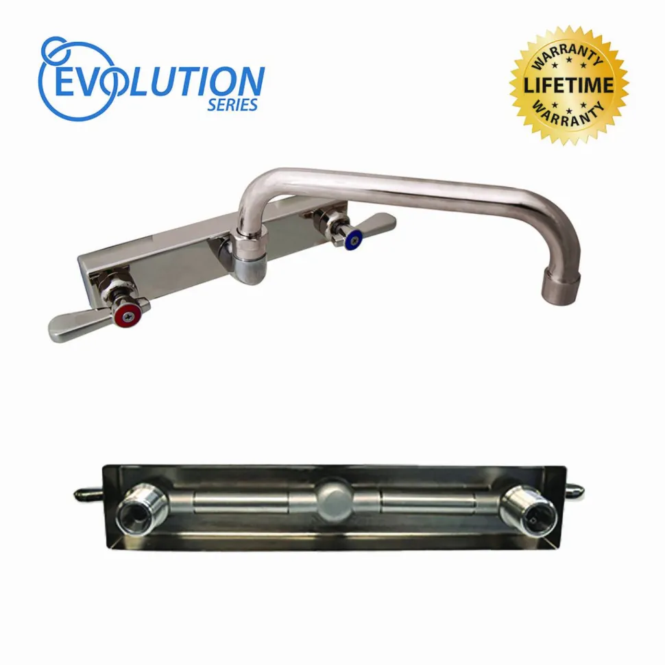 BK Resources Evolution Splash Mount Stainless Steel Faucet, 4.63" Height, 8" Reach, Stainless Steel