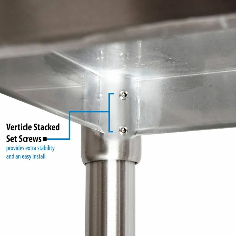 BK Resources Stainless Steel Flat Top Work Tables, 72w x 30d x 36h, Silver, 2/Pallet