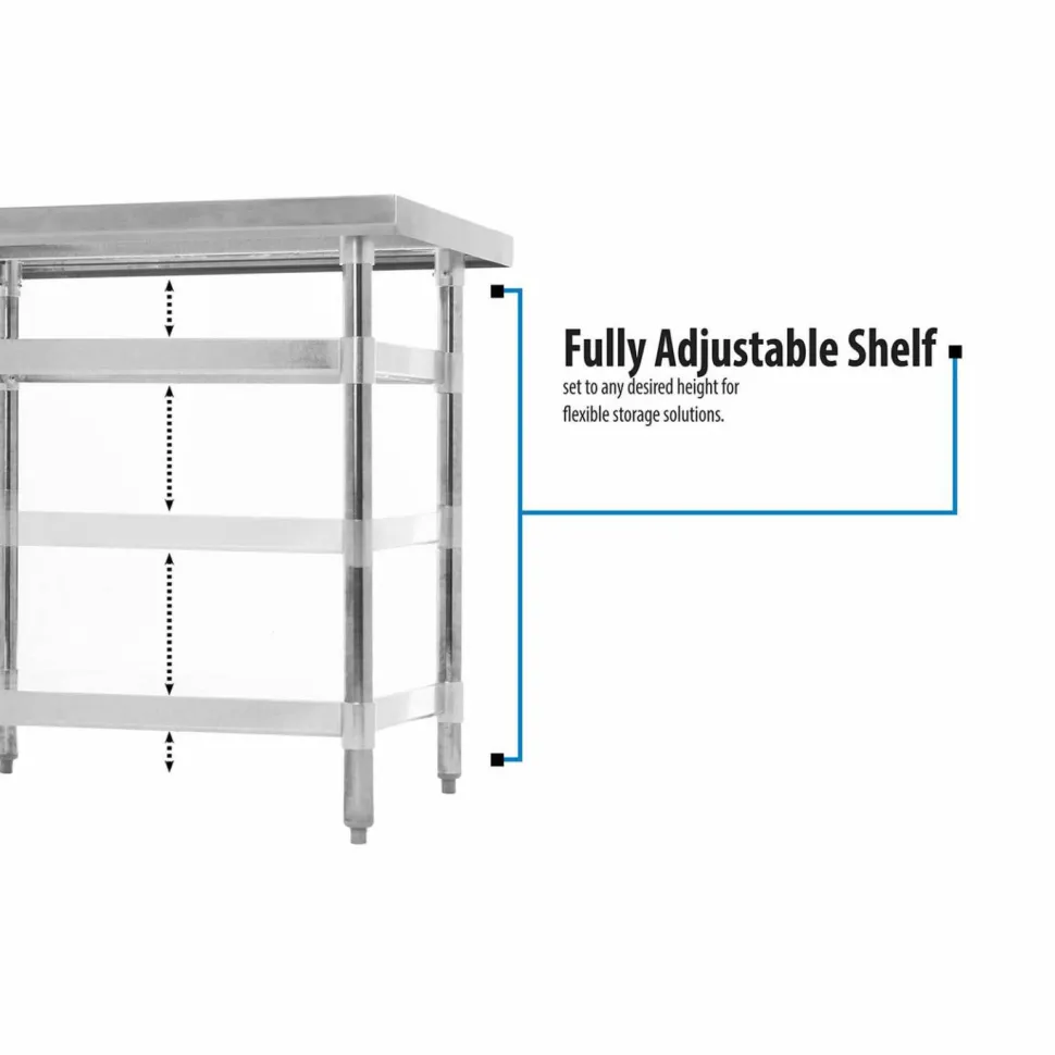 BK Resources Stainless Steel Flat Top Work Tables, 72w x 30d x 36h, Silver, 2/Pallet