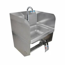 BK Resources Stainless Steel Hand Sink with Side Splashes, 14" l x 10" w x 5" d