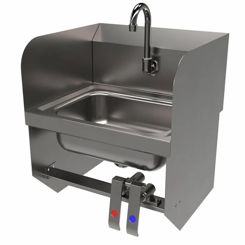 BK Resources Stainless Steel Hand Sink with Side Splashes, 14" l x 10" w x 5" d