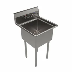 BK Resources Stainless Steel Sink and Faucet Bundle, Sink/Faucet/Faucet Mounting Kit/Drain,18" L x 18" W x 14" D