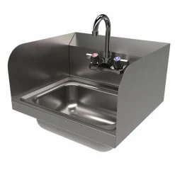 BK Resources Stainless Steel Hand Sink with Side Splashes and Faucet, 14