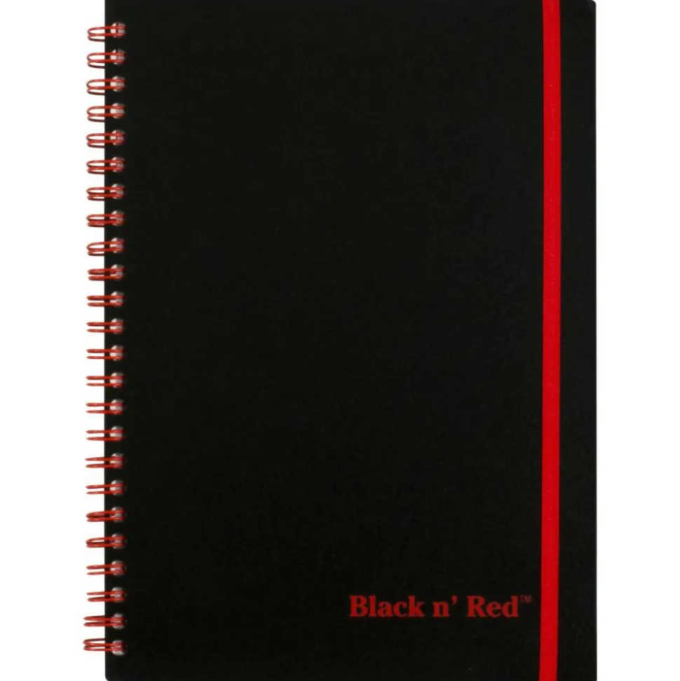 Black n' Red Poly Notebook/Journal, 8 1/4" x 5 7/8", Black/Red, 70 Pages (35 Sheets), (C67009)