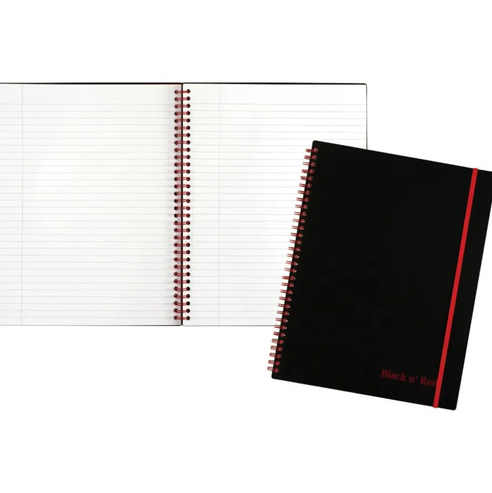 Black n' Red Wirebound Notebook, 8 1/2" x 11", 1 Subject, College Ruled, 70 Sheets, Black/Red