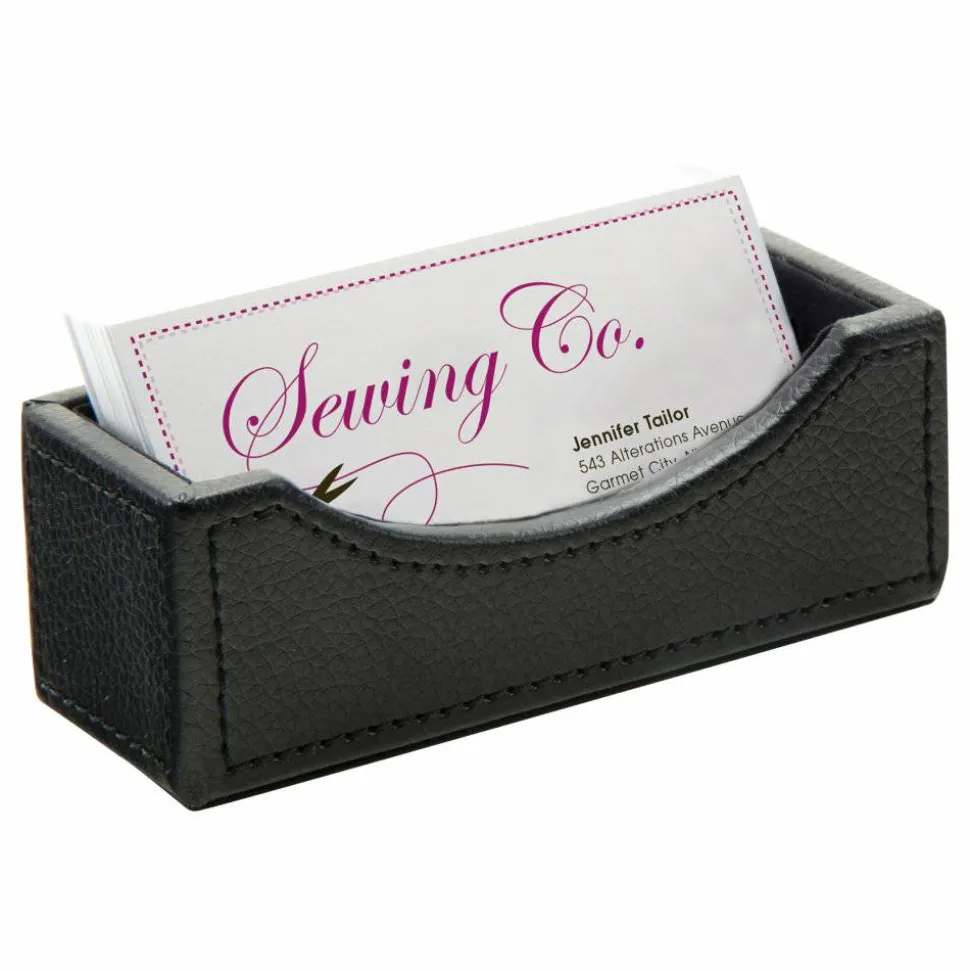 Black Faux Leather Business Card Holder