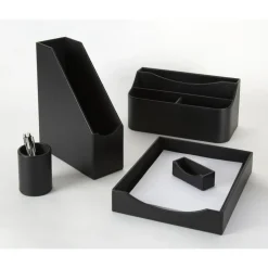 Black Faux Leather Paper Tray, Letter Size