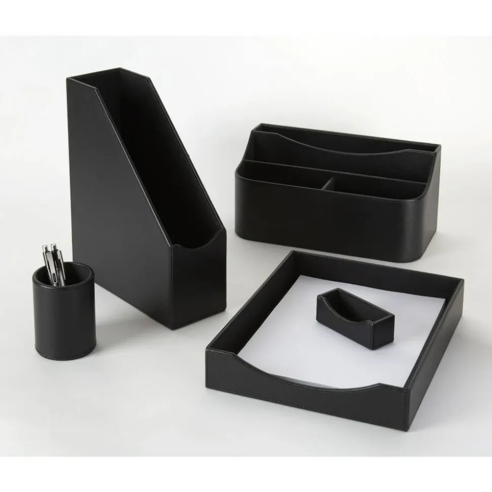 Black Faux Leather Paper Tray, Letter Size