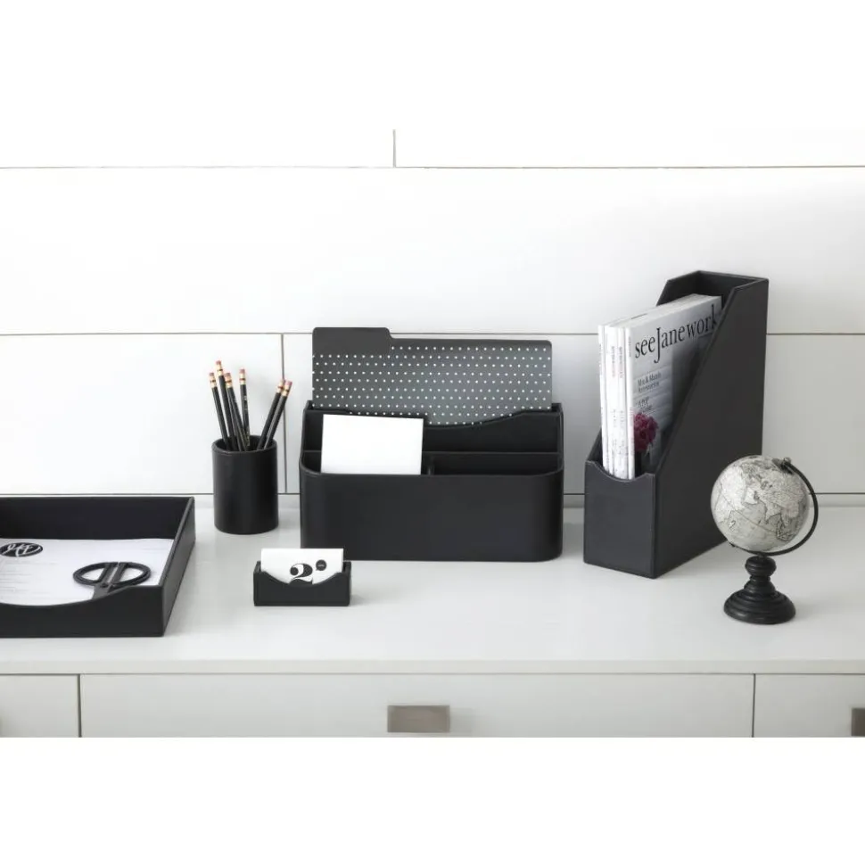 Black Faux Leather Paper Tray, Letter Size