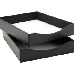 Black Faux Leather Paper Tray, Letter Size