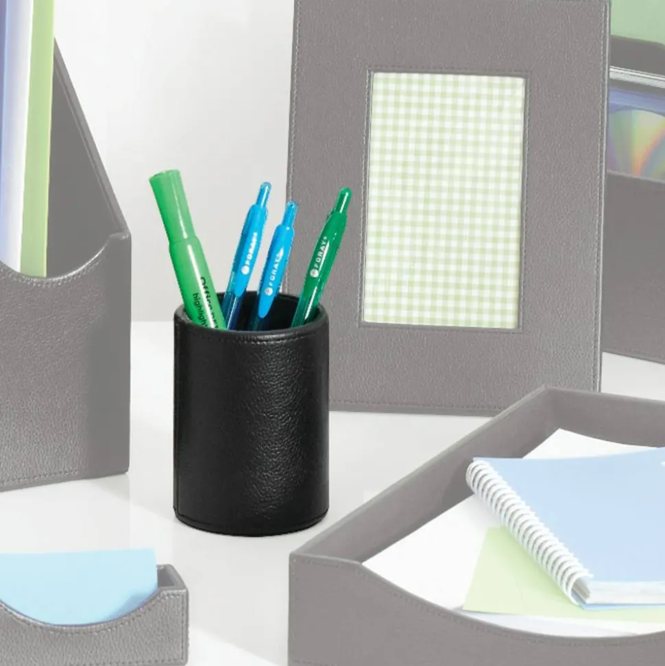 Black Faux Leather Pencil Cup