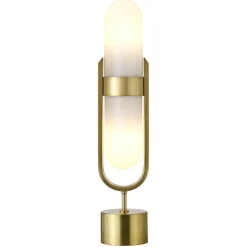 Blair Pill-Shaped Table Lamp with Milk Glass Shade in Brass/White