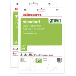 Bleed Resistant Easel Pads, 27" x 32", 50 Sheets, 40% Recycled, White, Pack of 2