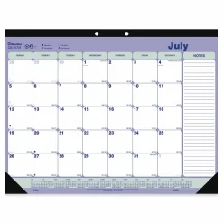 Blueline Academic 13-Month Desk Pad Calendar, 21.25 x 16, White/Blue/Green Sheets, Black Headband, 13-Month: July 2026 to July 2027, 2026 to 2027 Calendar