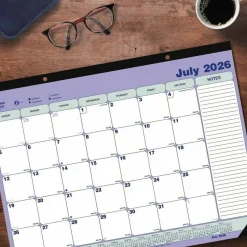 Blueline Academic 13-Month Desk Pad Calendar, 21.25 x 16, White/Blue/Green Sheets, Black Headband, 13-Month: July 2026 to July 2027, 2026 to 2027 Calendar