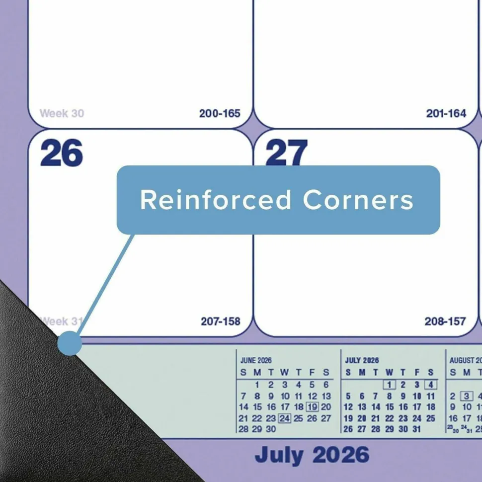 Blueline Academic 13-Month Desk Pad Calendar, 21.25 x 16, White/Blue/Green Sheets, Black Headband, 13-Month: July 2026 to July 2027, 2026 to 2027 Calendar