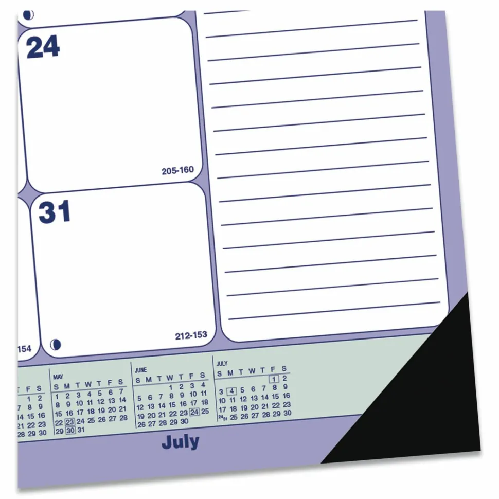 Blueline Academic 13-Month Desk Pad Calendar, 21.25 x 16, White/Blue/Green Sheets, Black Headband, 13-Month: July 2026 to July 2027, 2026 to 2027 Calendar