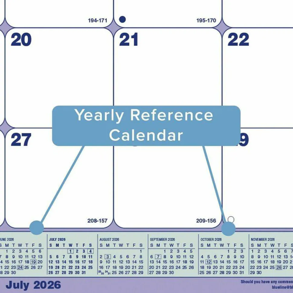 Blueline Academic 13-Month Desk Pad Calendar, 21.25 x 16, White/Blue/Green Sheets, Black Headband, 13-Month: July 2026 to July 2027, 2026 to 2027 Calendar