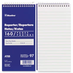 Blueline Reporters Note Pad, Blue Cover, Medium/College Rule, (80) White 4 x 8 Sheets