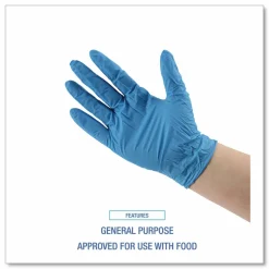 Boardwalk 395 Series Disposable General-Purpose Nitrile Gloves, Powder-Free, Medium, 5 mil Thick, 9.5" Long, Blue, 100/Box, 10 Boxes/CT