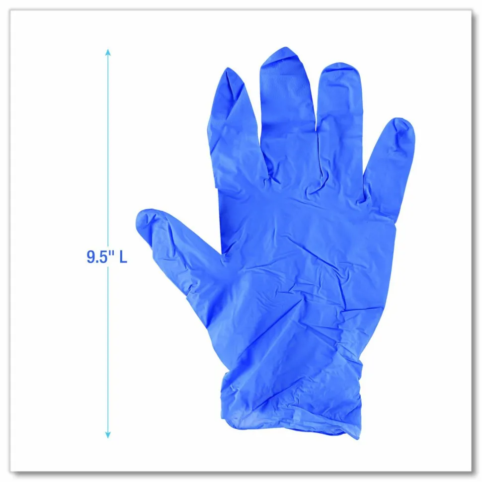 Boardwalk 380 Series Disposable General-Purpose Nitrile Gloves, Powder-Free, Medium, 4 mil Thick, 9.5" Long, Blue, 100/Box