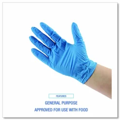 Boardwalk 395 Series Disposable General-Purpose Nitrile Gloves, Powder-Free, Large, 5 mil Thick, 9.5
