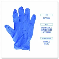 Boardwalk 380 Series Disposable General-Purpose Nitrile Gloves, Powder-Free, Medium, 4 mil Thick, 9.5