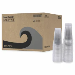 Boardwalk Clear Plastic PET Cups, 24 oz, 50 Cups/Sleeve, 12 Sleeves/Carton