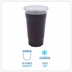 Boardwalk Clear Plastic PET Cups, 24 oz, 50 Cups/Sleeve, 12 Sleeves/Carton